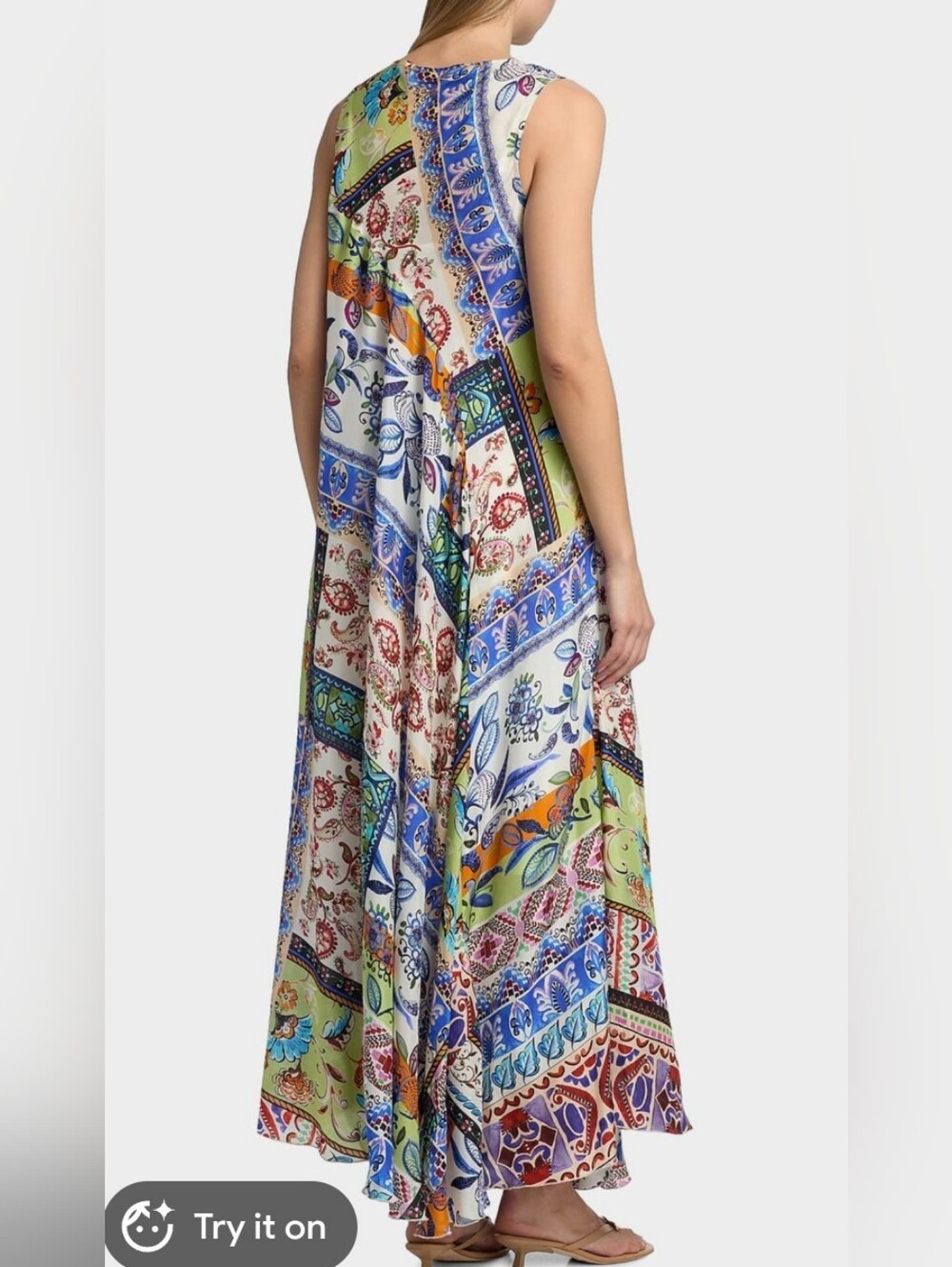 Johnny Was Med Multicolor Patchwork Floral Maxi Dress Blue and Green 21ptp - Picture 2 of 6